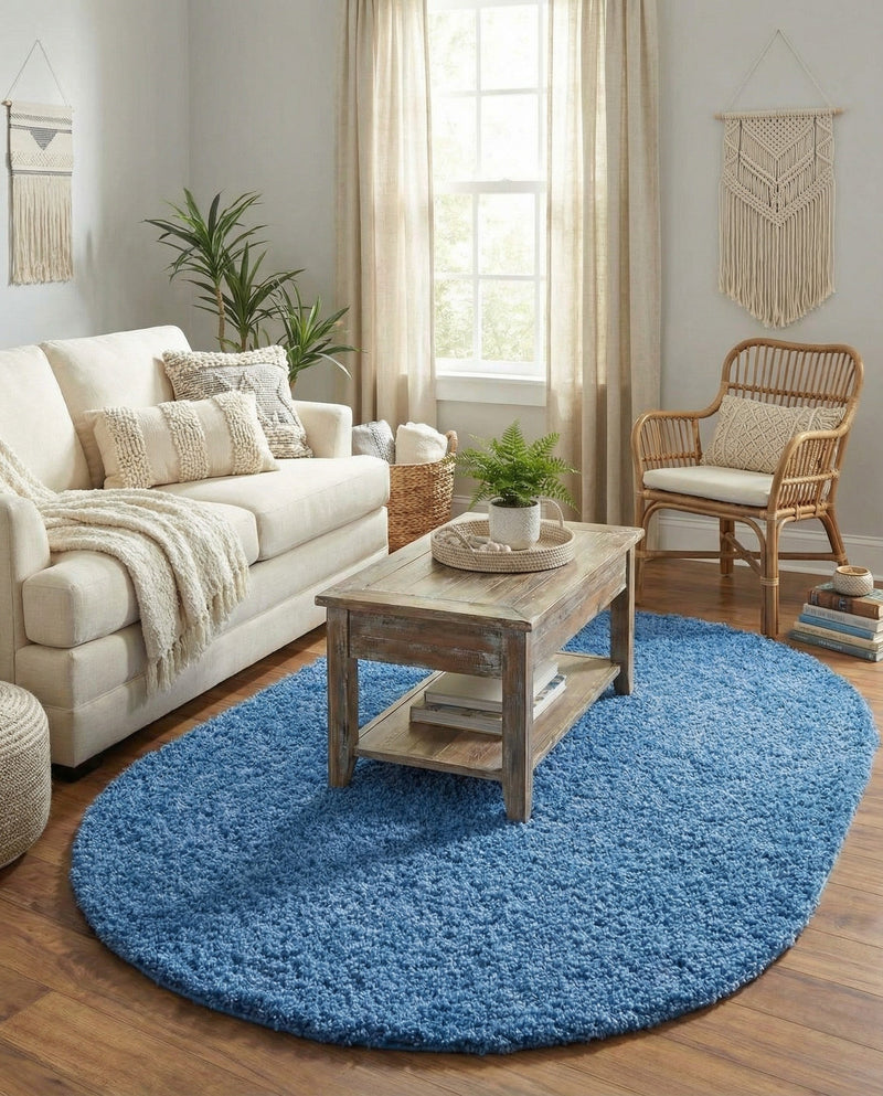 Plush Oasis Collection Area Rug - Serenity (Periwinkle Blue) Oval Periwinkle Blue  lifestyle 86