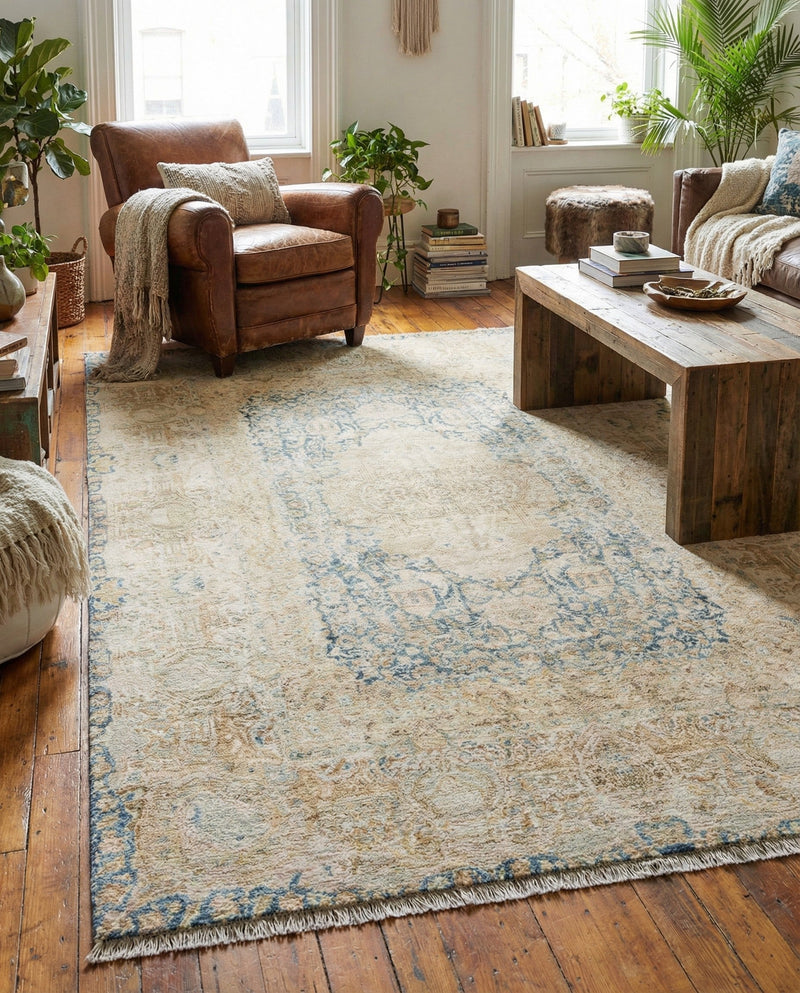 Bazaar Chic Collection Area Rug -  Kenitra Rectangle Blue and Ivory  lifestyle 12