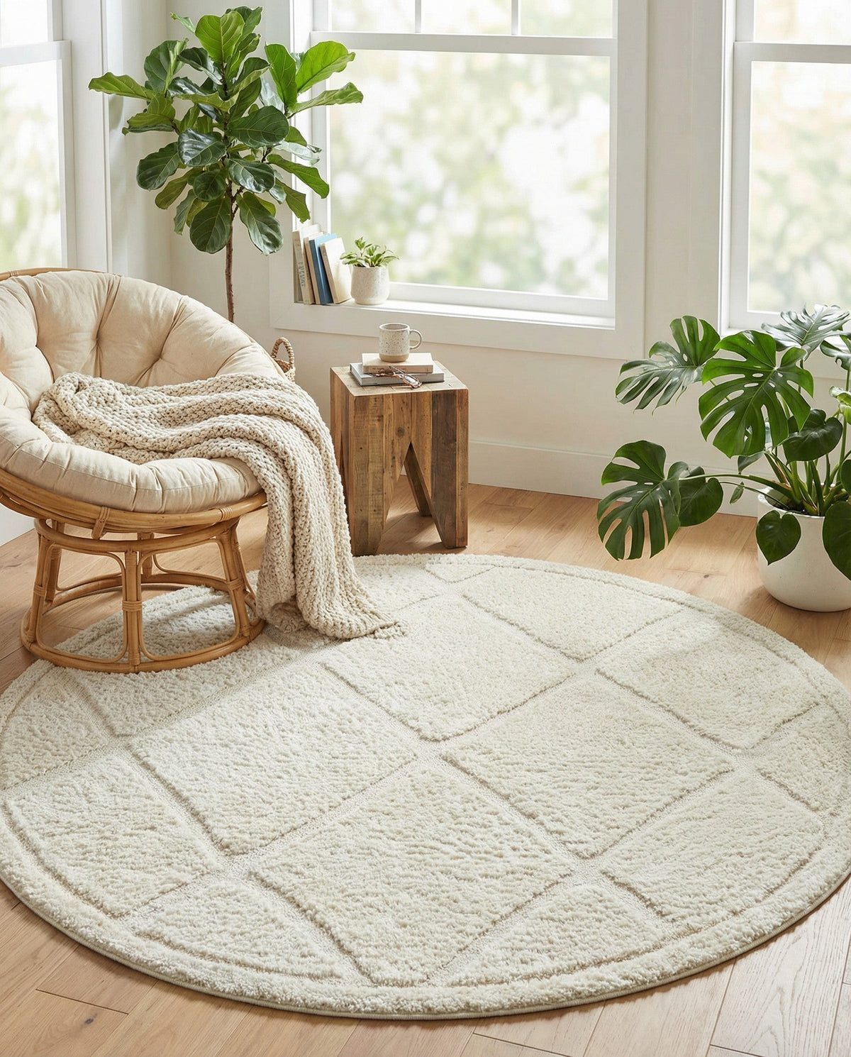 Trellis Haven Collection Area Rug - Havenwood Round Ivory  lifestyle 159
