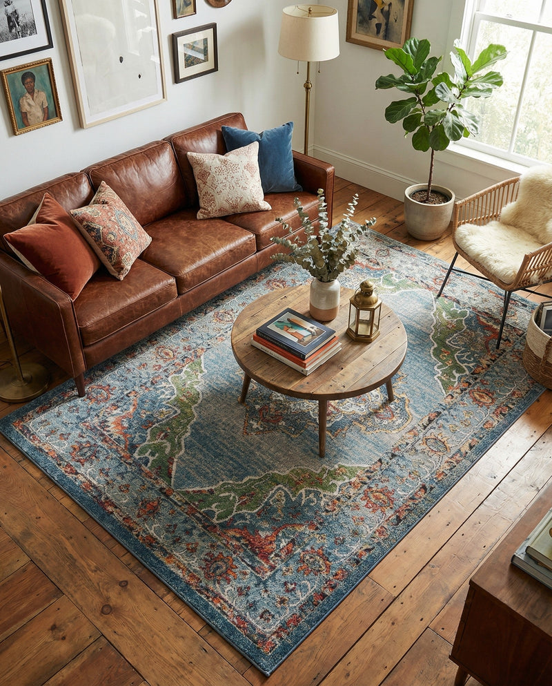 Savannah Soiree Collection Area Rug - Serengeti (Blue) Rectangle Blue  lifestyle 8