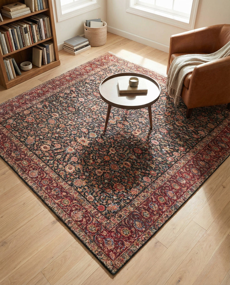 Bazaar Chic Collection Area Rug -  Tangier Square Navy Blue  lifestyle 44
