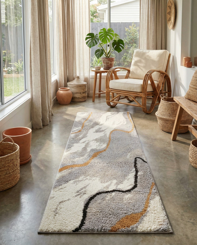 Sienna Collection Area Rug -  Tuscany Runner Gray and Ivory  lifestyle 53