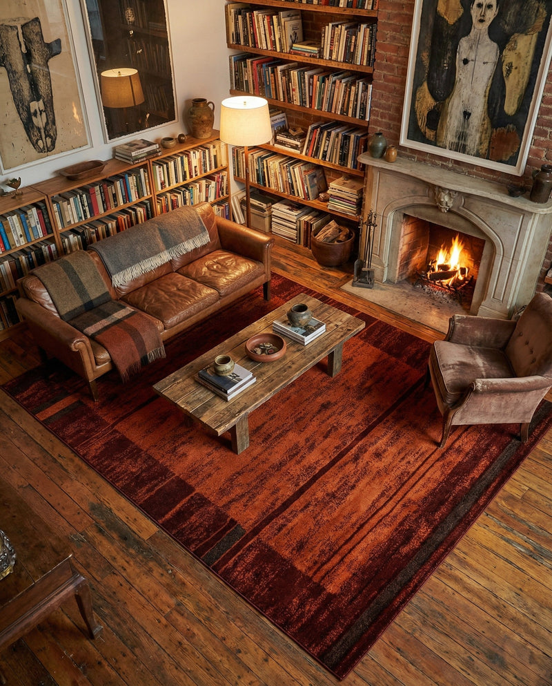 Autumn Meadow Collection Area Rug -  Nutmegwood Rectangle Terracotta  lifestyle 9