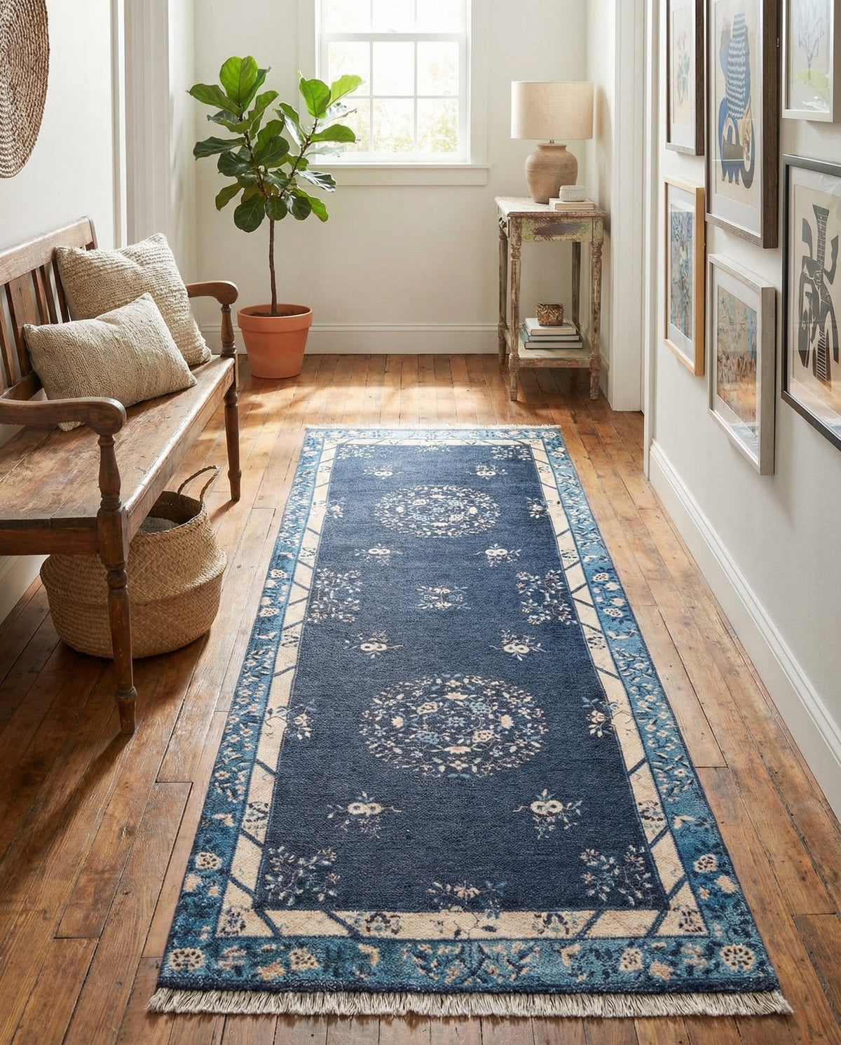 Bazaar Chic Collection Area Rug -  Ouarzazate Runner Navy Blue  lifestyle 48