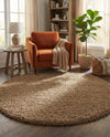 Plush Oasis Collection Area Rug - Serenity (Sandy Brown) Round Sandy Brown  lifestyle 83