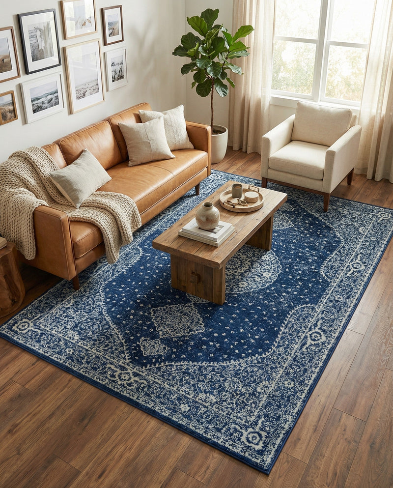 Dover Terrace Collection Area Rug - Marina (Navy Blue) Rectangle Navy Blue  lifestyle 8