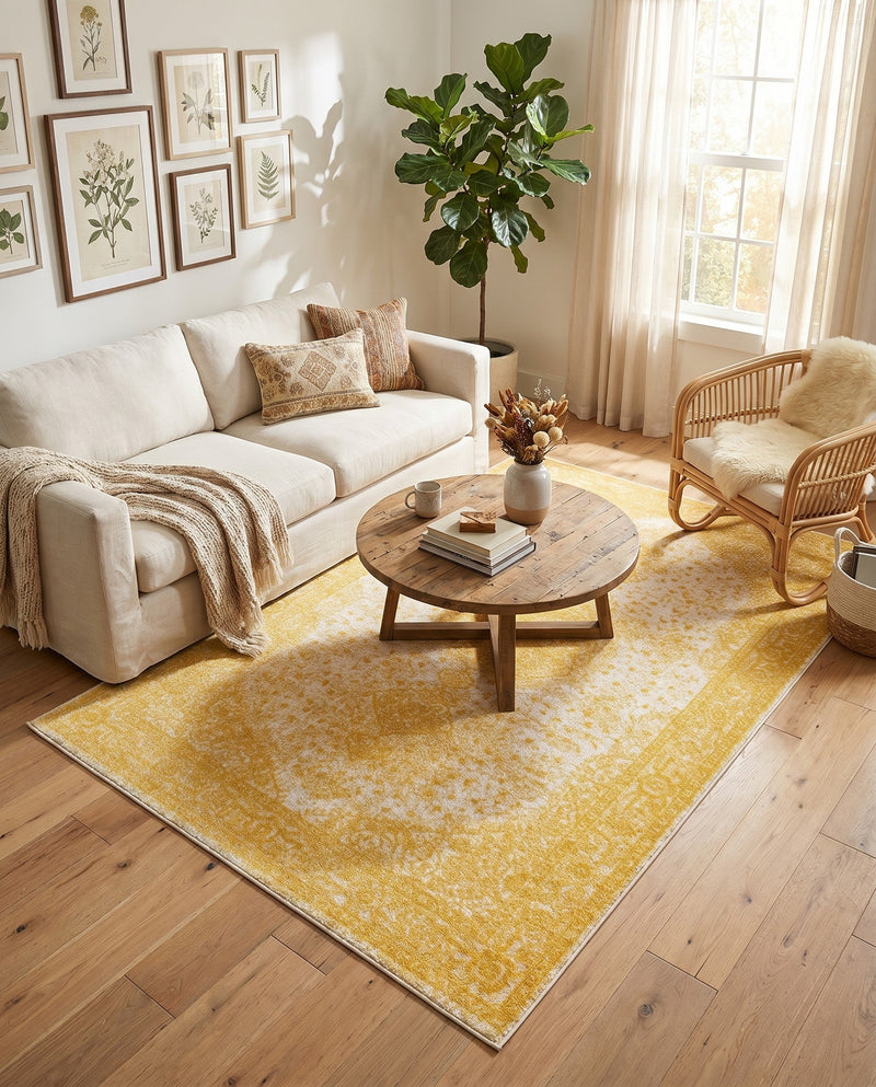 Dover Terrace Collection Area Rug - Marina (Yellow) Rectangle Yellow  lifestyle 12