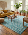 Marrakech Lattice Collection Area Rug - Medina (Turquoise) Rectangle Turquoise  lifestyle 14