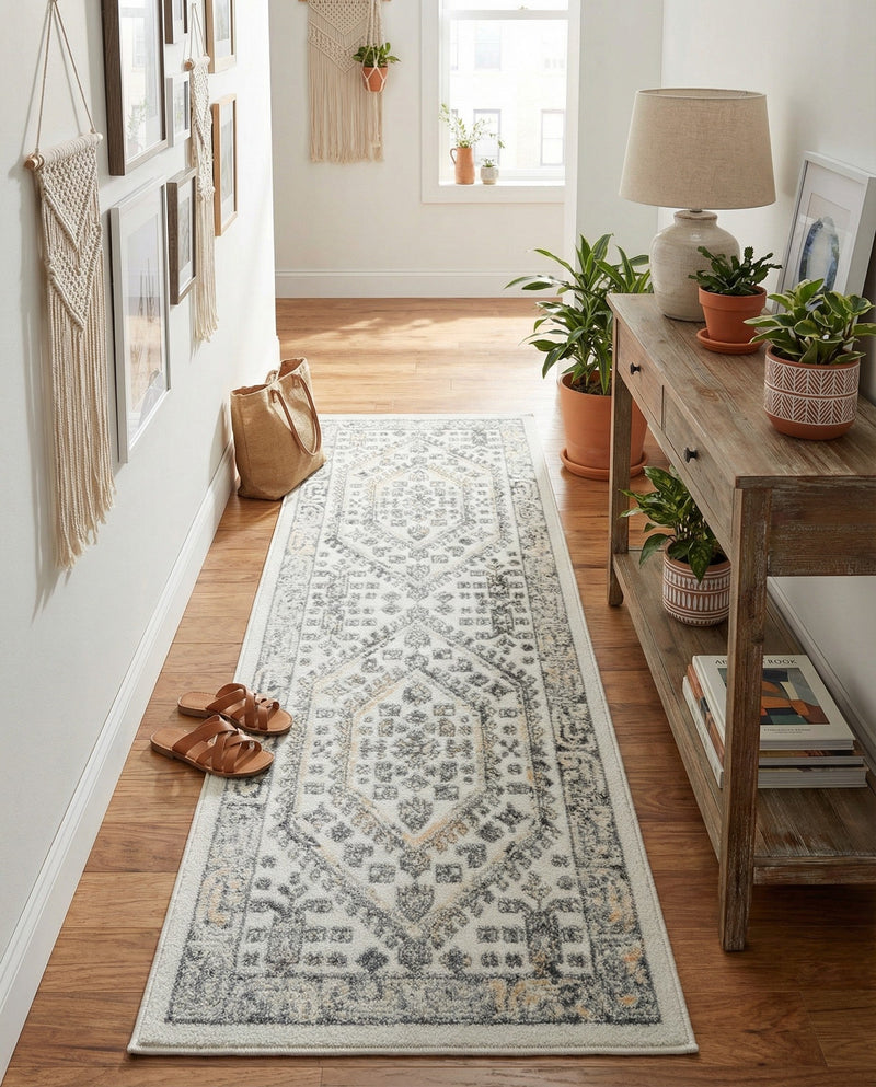 Adriana Terrace Collection Area Rug - Capri (Ivory) Runner Ivory  lifestyle 78