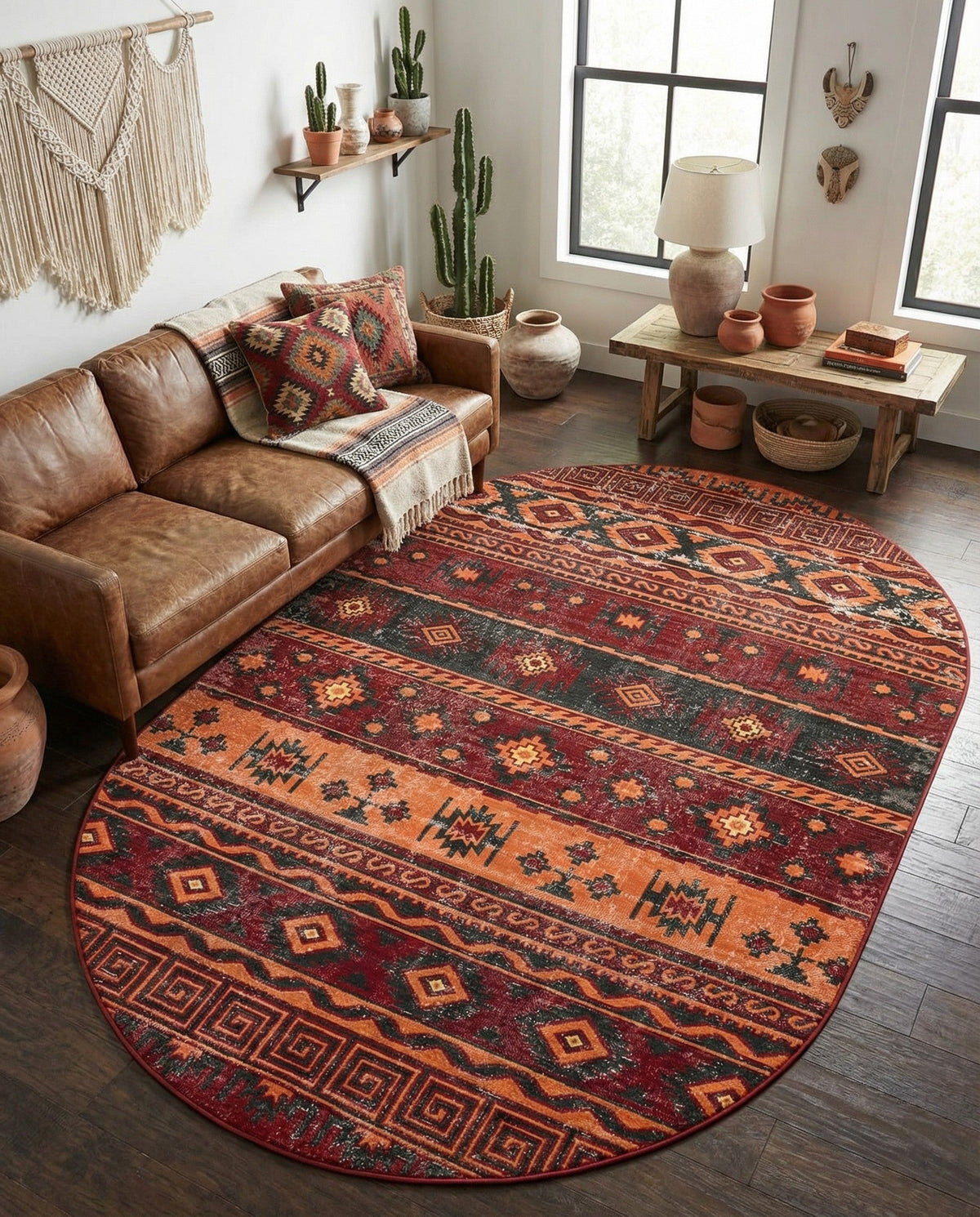 Geneva Terrace Collection Area Rug - Montreux Oval Rust Red  lifestyle 173