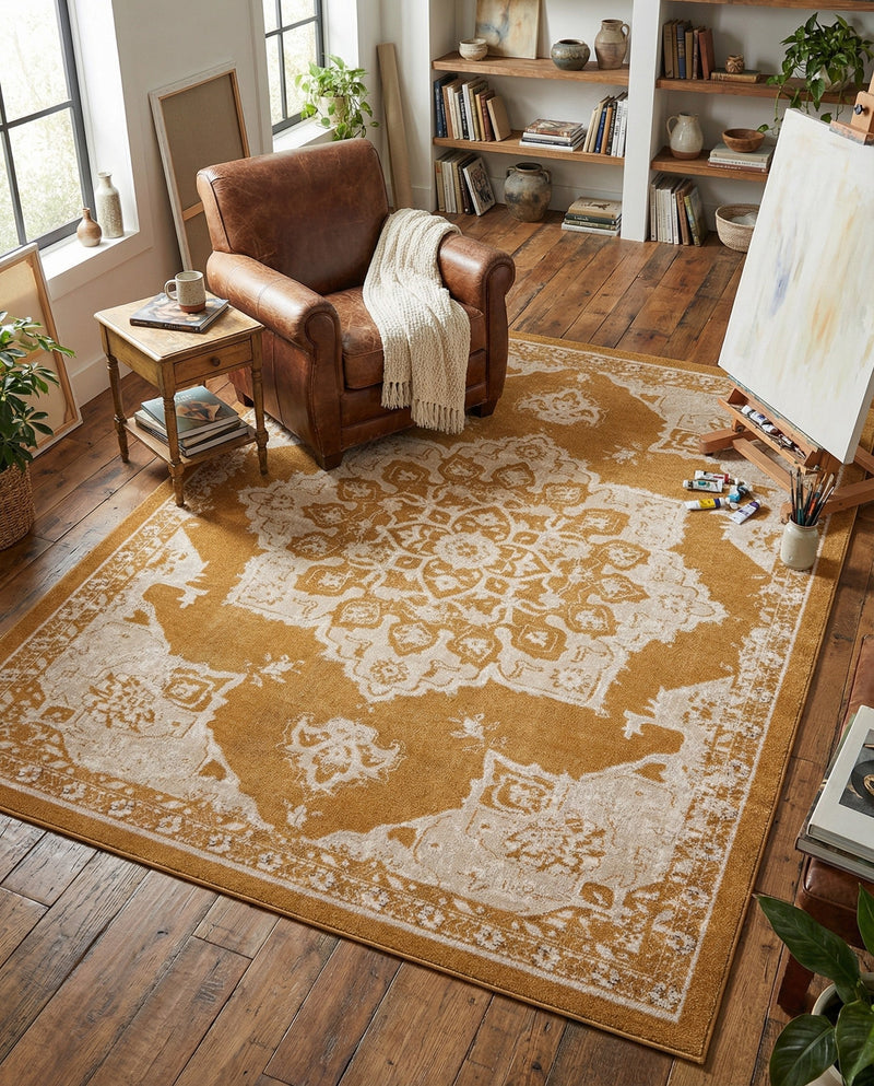 Eden Oasis Collection Area Rug -  Tranquility (Yellow) Rectangle Yellow  lifestyle 11
