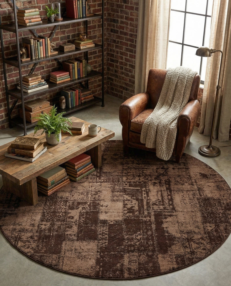 Autumn Meadow Collection Area Rug -  Harvesthill Round Brown  lifestyle 63