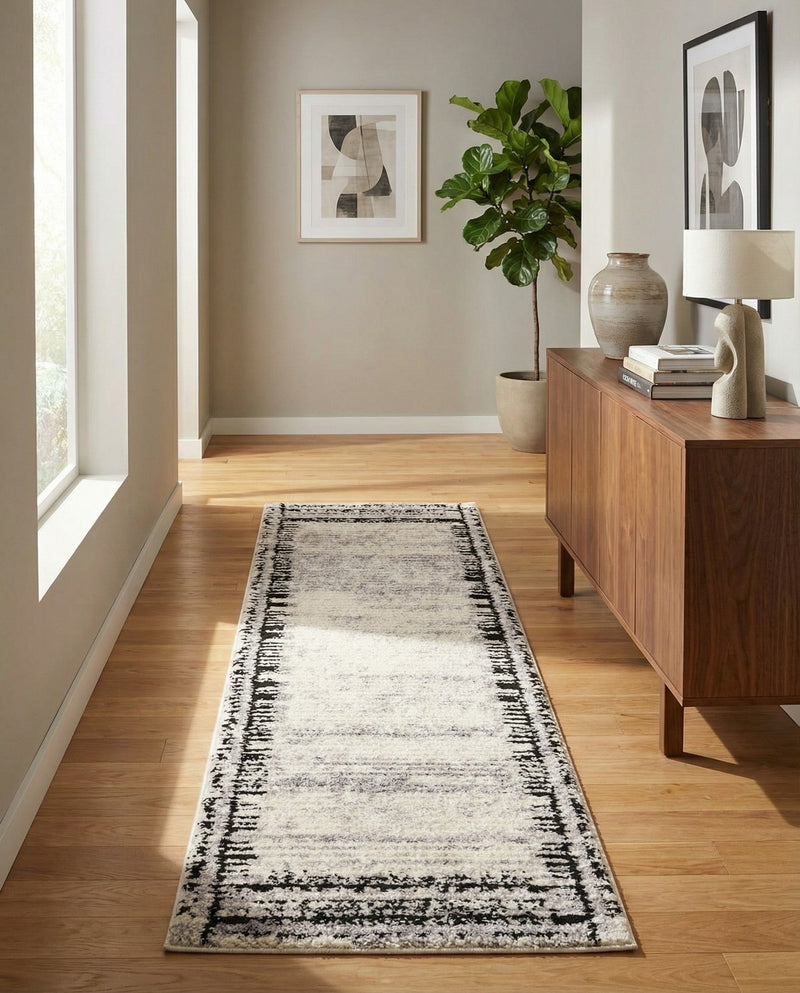 Marrakech Mosaic Collection Area Rug -  Sahara Runner Black and White  lifestyle 67