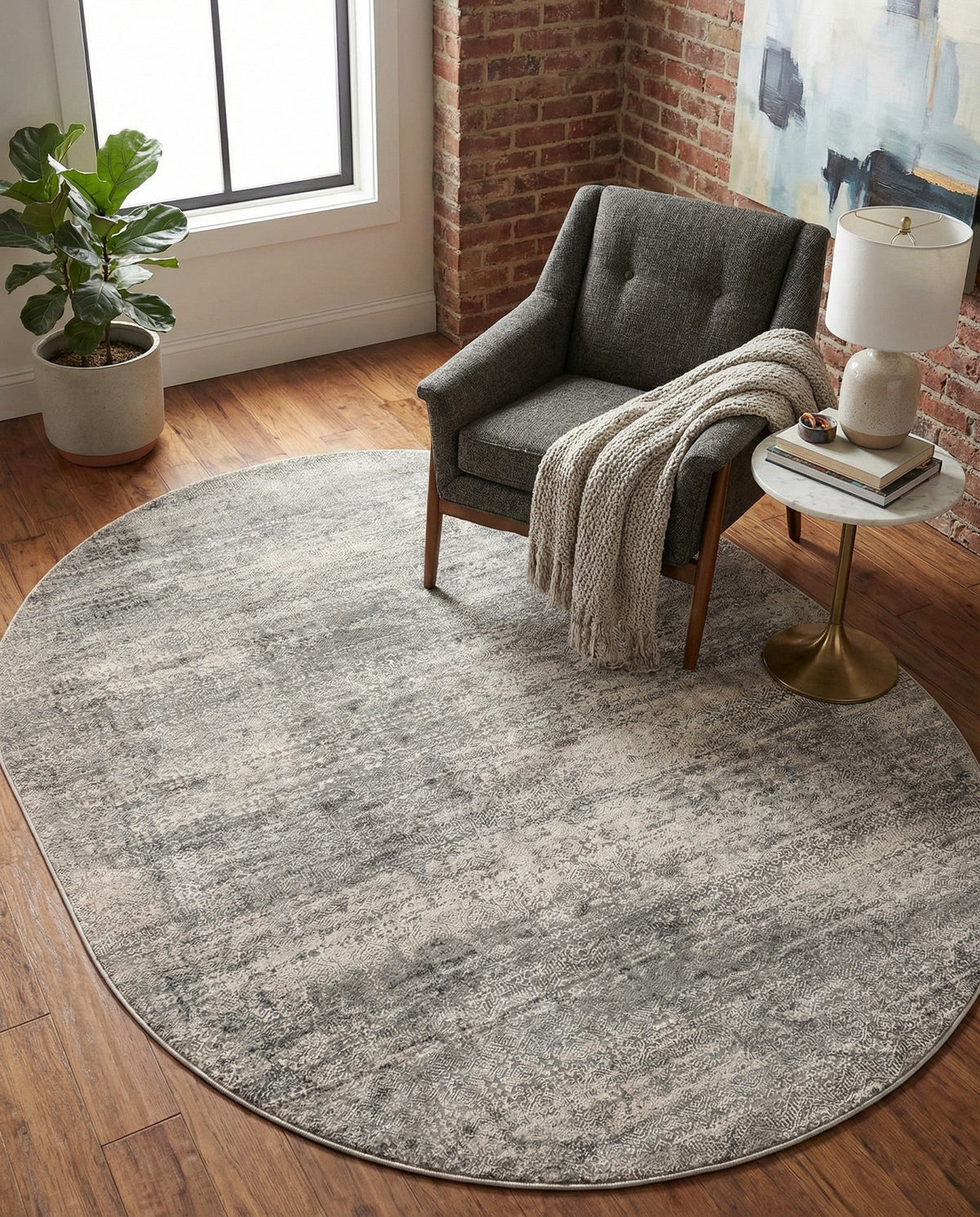Bloomsbury Elegance Collection Area Rug -  Pimlico Oval Gray  lifestyle 116