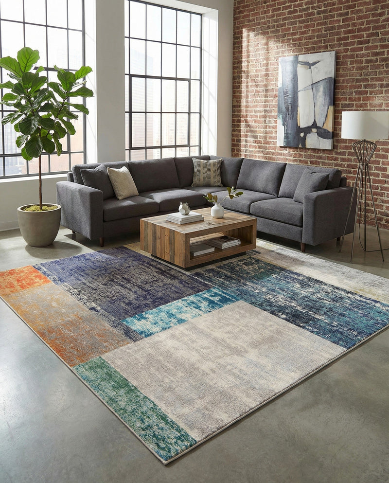 Colorburst Oasis Collection Area Rug - Palette Square Multi  lifestyle 26