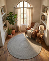 Highland Woven Jute Collection Area Rug - Glenmore (Gray) Round Gray  lifestyle 79