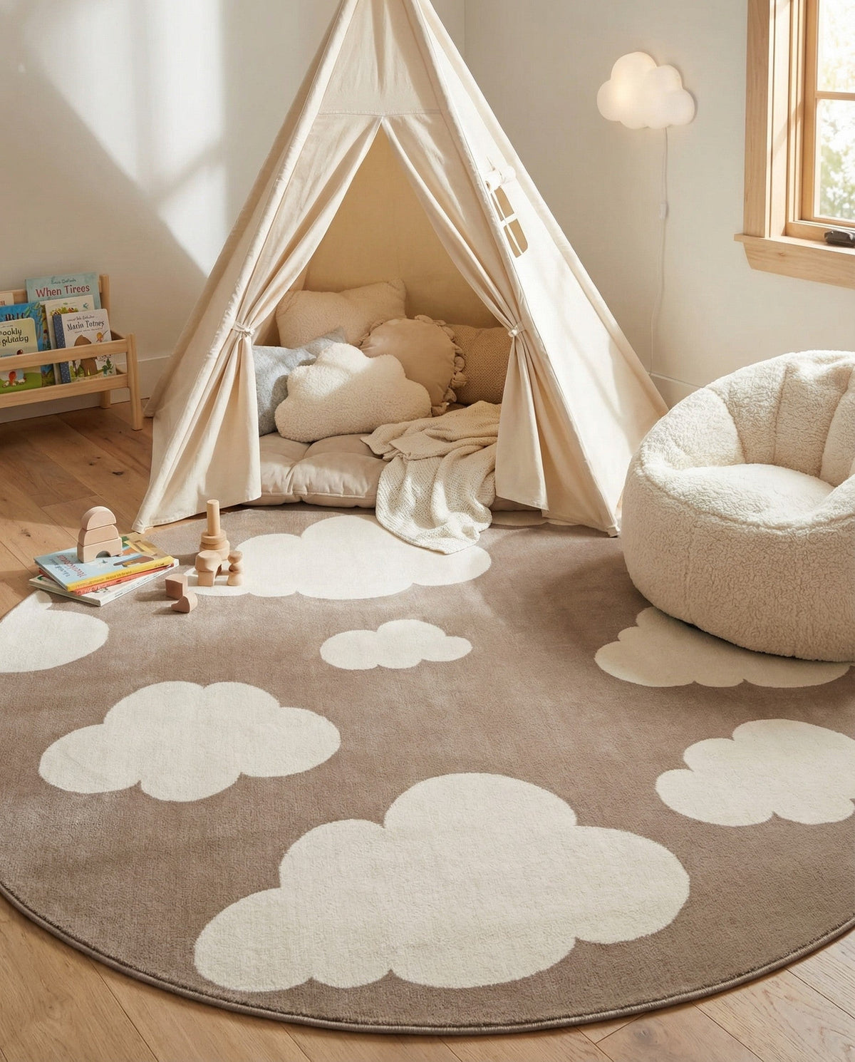 Wonder Tykes Collection Area Rug -  Dreamview Round Hazelnut Beige  lifestyle 94