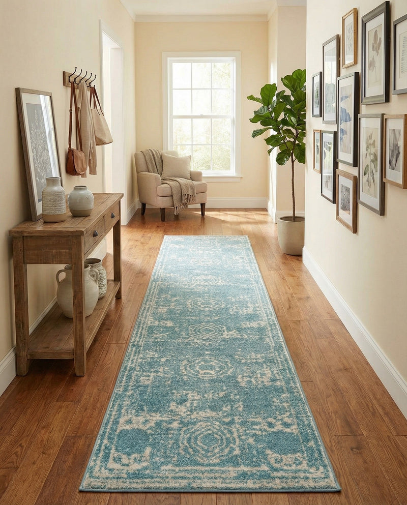 Dover Terrace Collection Area Rug -  Lagoon (Aqua) Runner Aqua  lifestyle 72