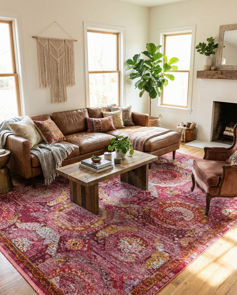 Caribbean Breeze Collection Area Rug -  Lucia Rectangle Pink  lifestyle 13