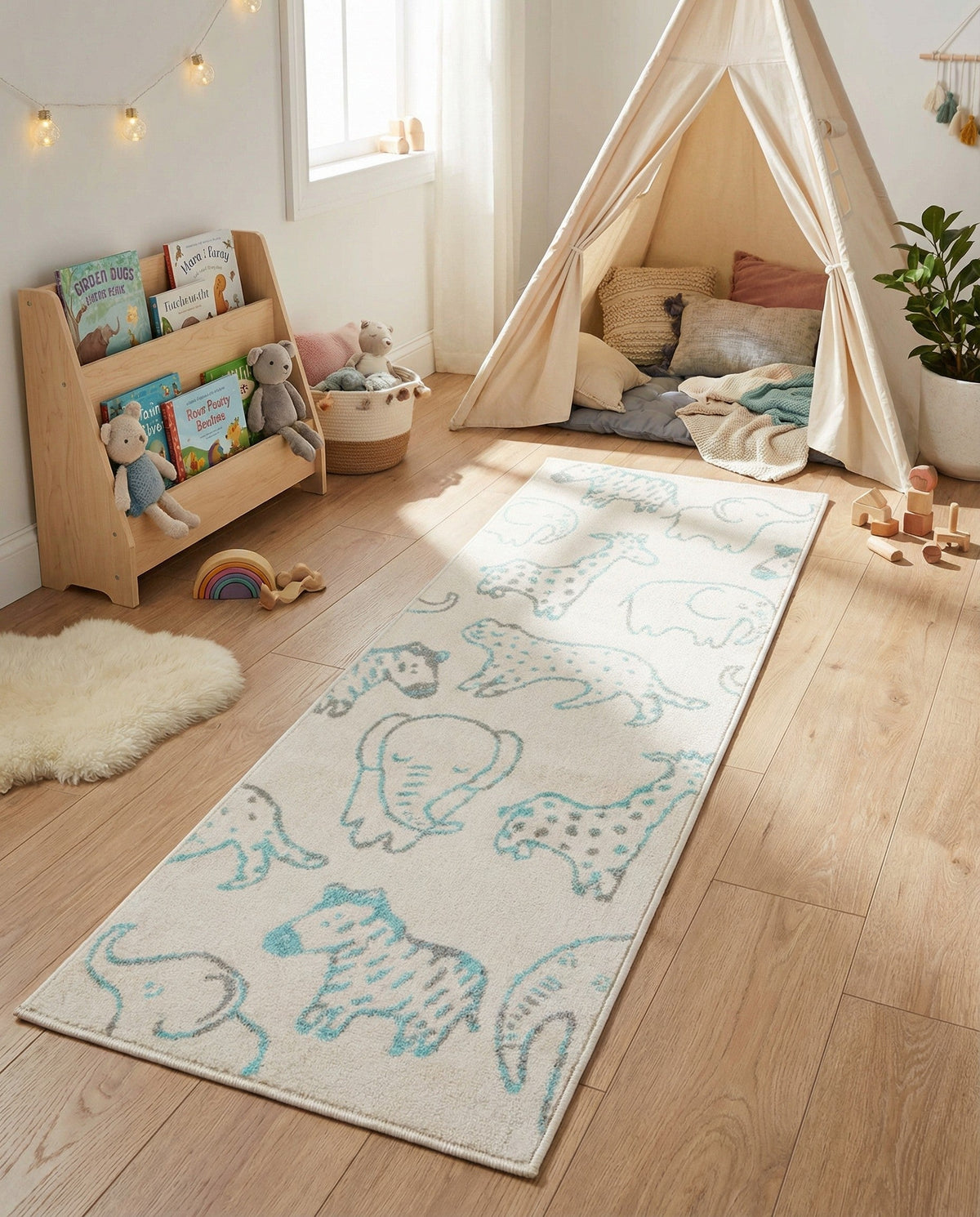 Wonder Tykes Collection Area Rug -  Spectrum Runner Ivory  lifestyle 167