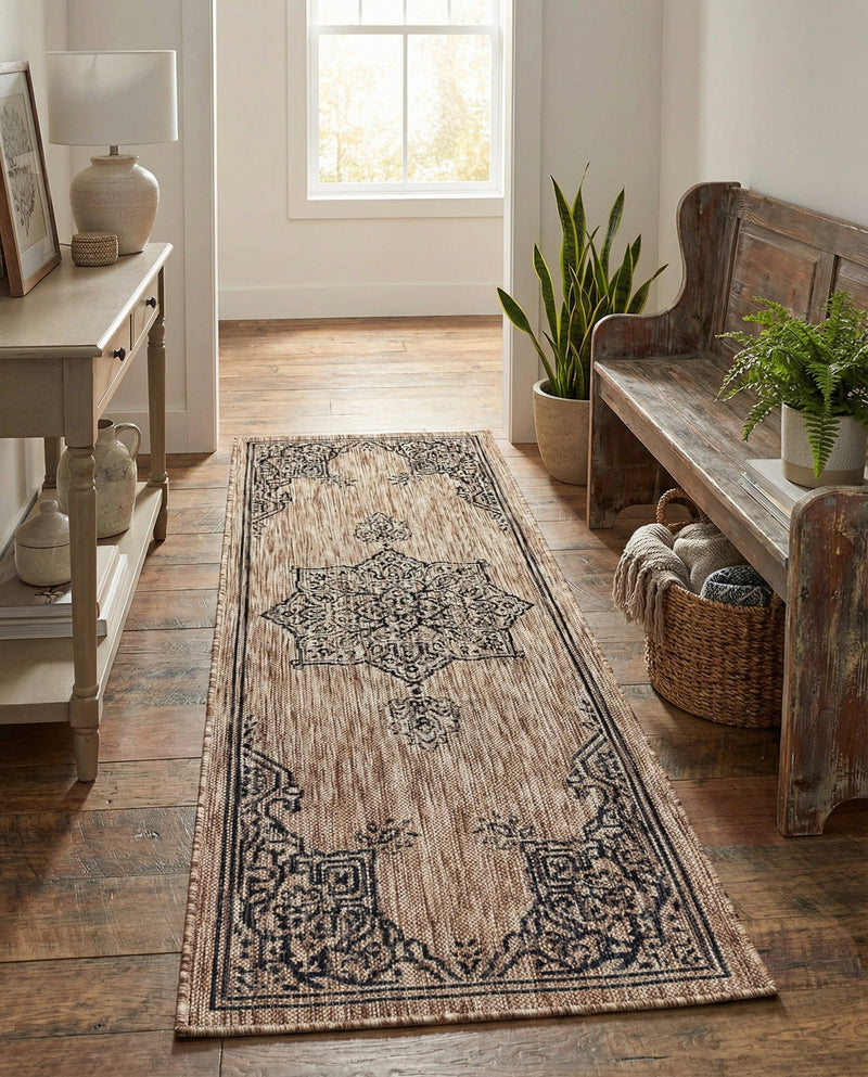 Patio Heritage Collection Area Rug -  Charleston (Beige) Runner Beige  lifestyle 57