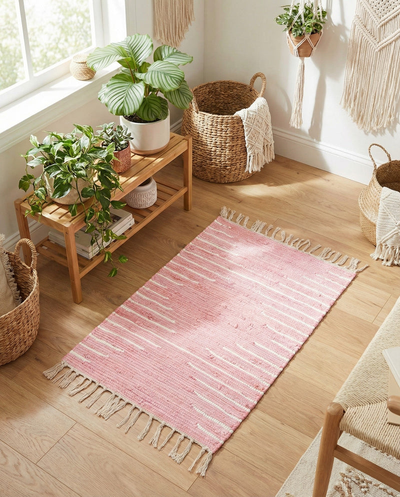 Thar Cotton Collection Area Rug - Jaisalmer (Rose) Rectangle Rose  lifestyle 15