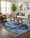 Baroque Era Collection Area Rug - Versailles (Navy Blue) Rectangle Navy Blue  lifestyle 5