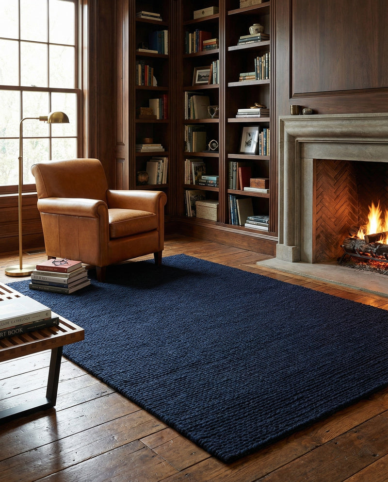 Lana Tasmanian Wool Collection Area Rug - Waitomo Rectangle Navy Blue  lifestyle 16