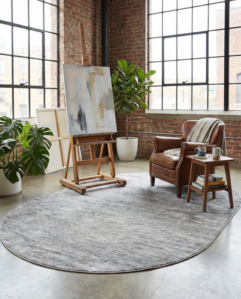 Bloomsbury Elegance Collection Area Rug -  Kensington (Gray) Oval Gray  lifestyle 75
