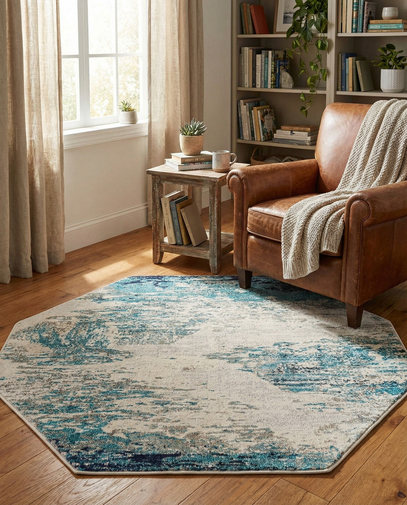 Colorburst Oasis Collection Area Rug -  Tropic Octagon Blue  lifestyle 55