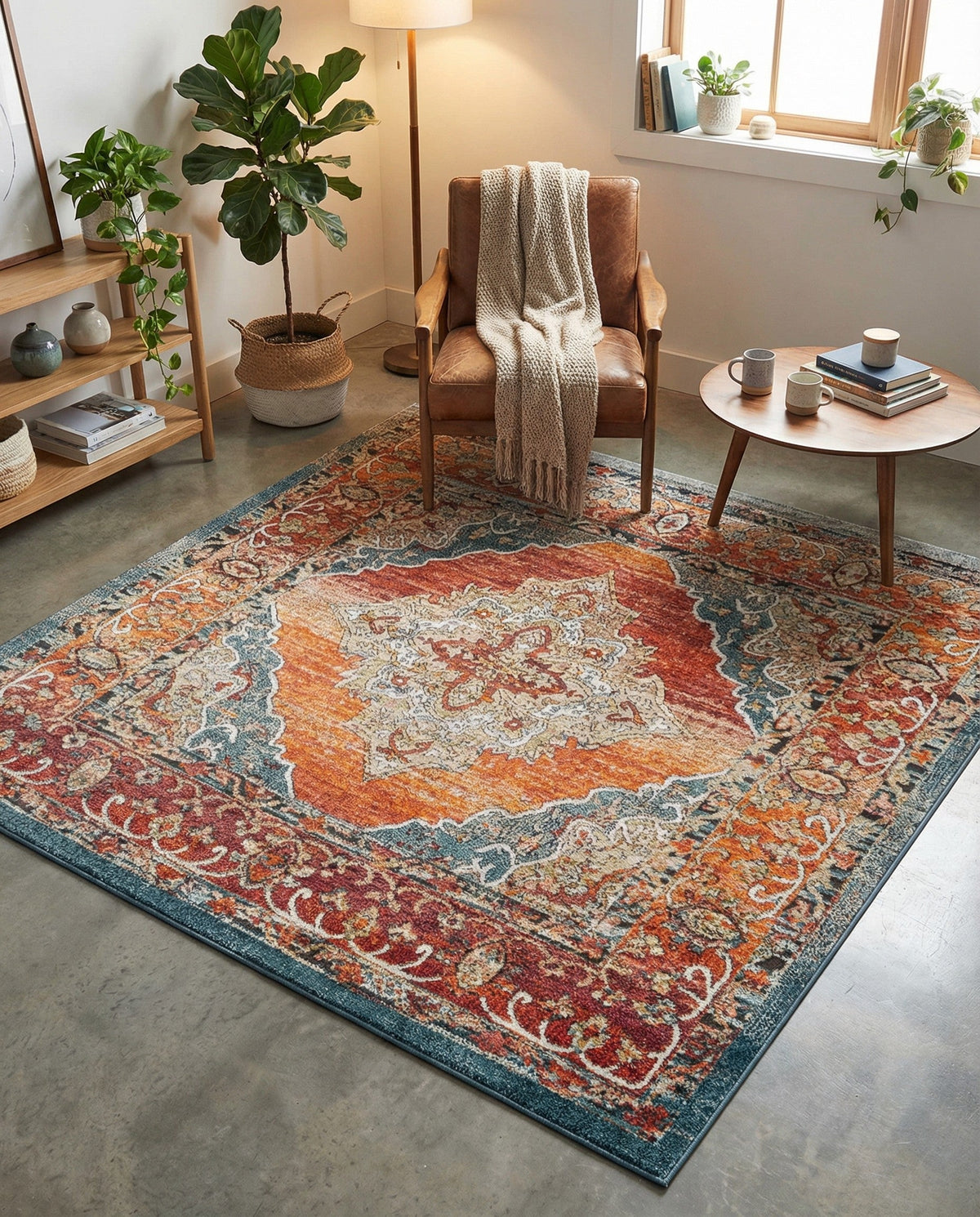 Savannah Soiree Collection Area Rug - Serengeti (Rust Red) Square Rust Red  lifestyle 84
