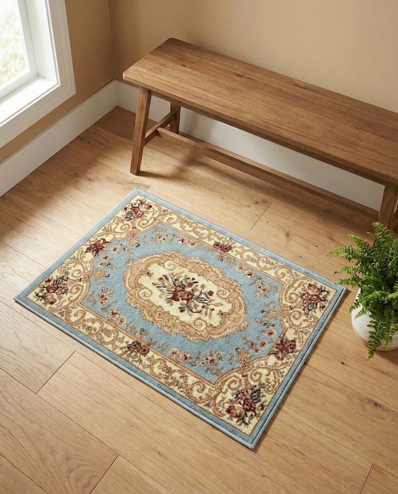 Versailles Elegance Collection Area Rug -  Louveciennes (Light Blue) Rectangle Light Blue  lifestyle 19