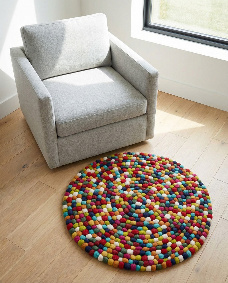 Woolen Sphere Collection Area Rug - Orbsburg (Multi) Round Multi  lifestyle 70