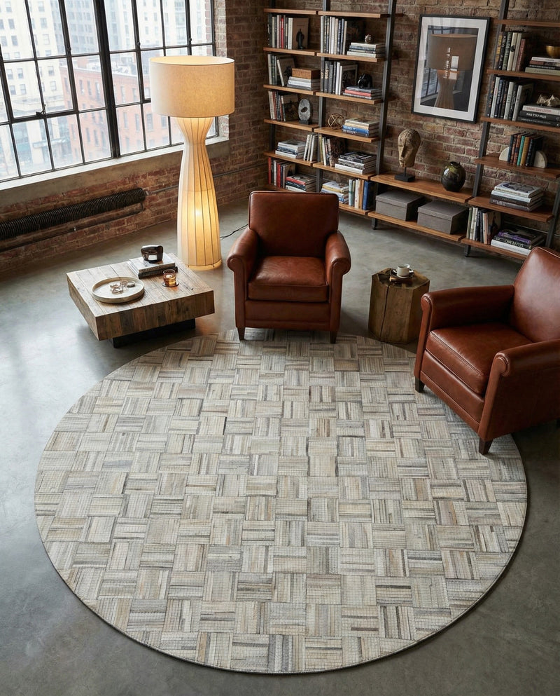 Savannah Hideaway Collection Area Rug - Savannah Round Light Brown Ivory  lifestyle 56