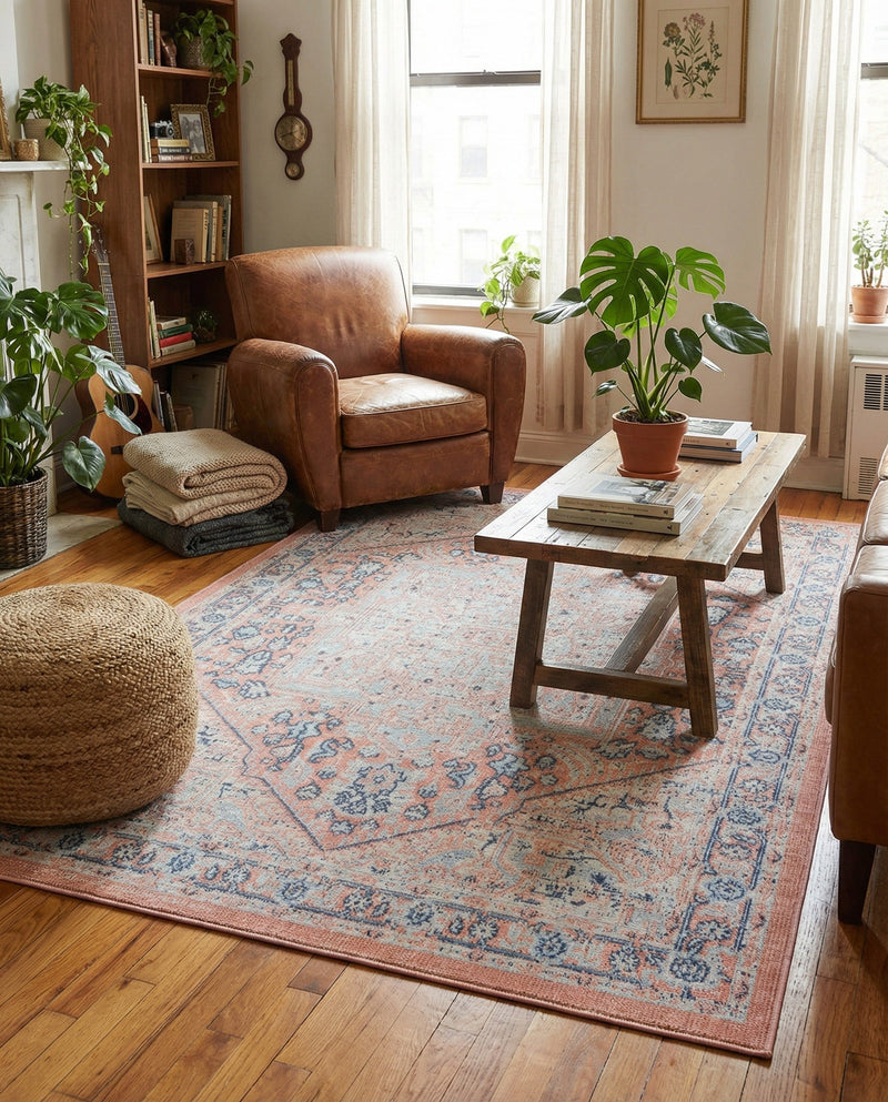 Savannah Series Collection Area Rug - Charleston (Powder Pink) Rectangle Powder Pink  lifestyle 16