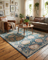 Seville Stripes Collection Area Rug -  Cordoba (Blue) Rectangle Blue  lifestyle 12