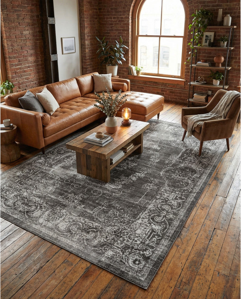 Copenhagen Comfort Collection Area Rug -  Roskilde Rectangle Charcoal  lifestyle 36