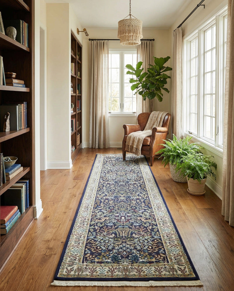 Persian Elegance Collection Area Rug -  Kerman (Navy Blue) Runner Navy Blue  lifestyle 33