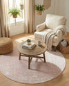 Brighton Stripes Collection Area Rug - Sussex (Pink) Round Pink  lifestyle 42