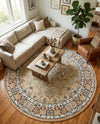 Persian Elegance Collection Area Rug -  Kerman (Beige) Round Beige  lifestyle 42