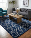 Hollywood Luxe Collection Area Rug -  Beverly (Navy Blue Silver) Rectangle Navy Blue Silver  lifestyle 16