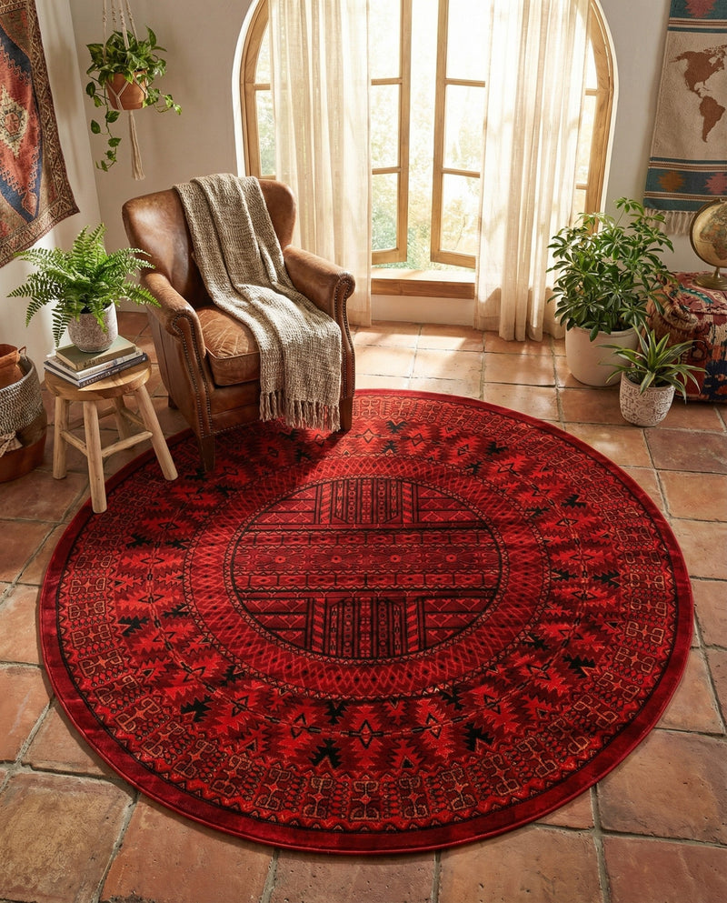 Samarkand Elegance Collection Area Rug -  Ark Round Red  lifestyle 69