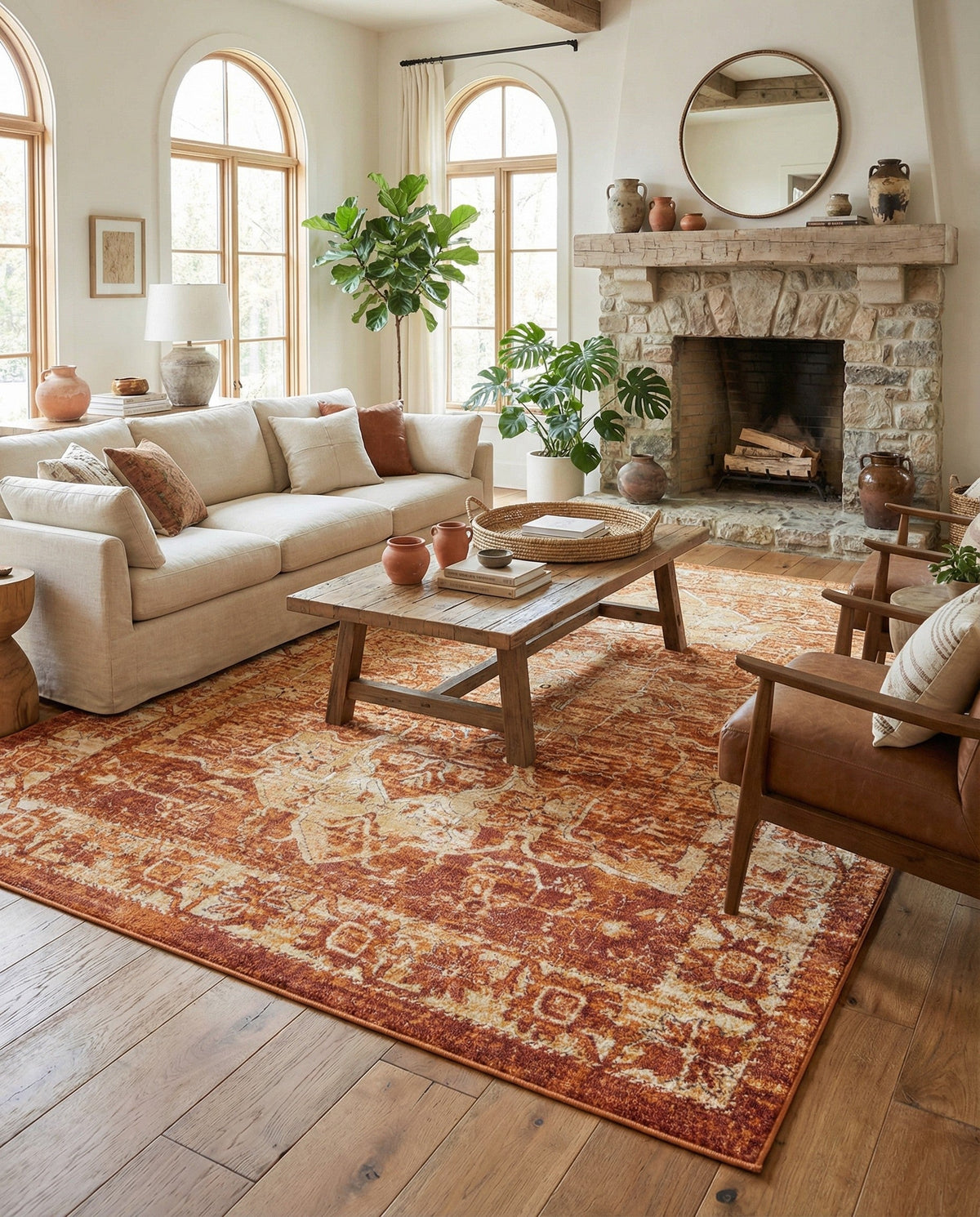 Savannah Soiree Collection Area Rug -  Everglade (Rust Red) Rectangle Rust Red  lifestyle 15