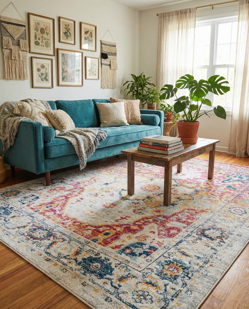 Parisian Elegance Collection Area Rug - Versailles (Pink Gray) Rectangle Pink Gray  lifestyle 4