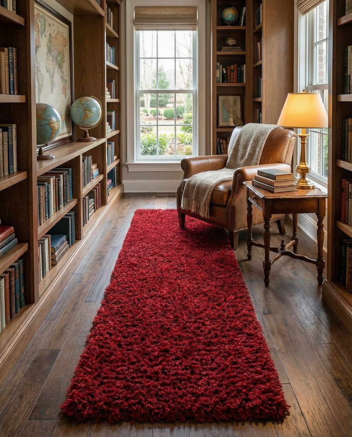 Eternal Plush Oasis Collection Area Rug -  Tranquility (Merlot) Runner Merlot  lifestyle 81