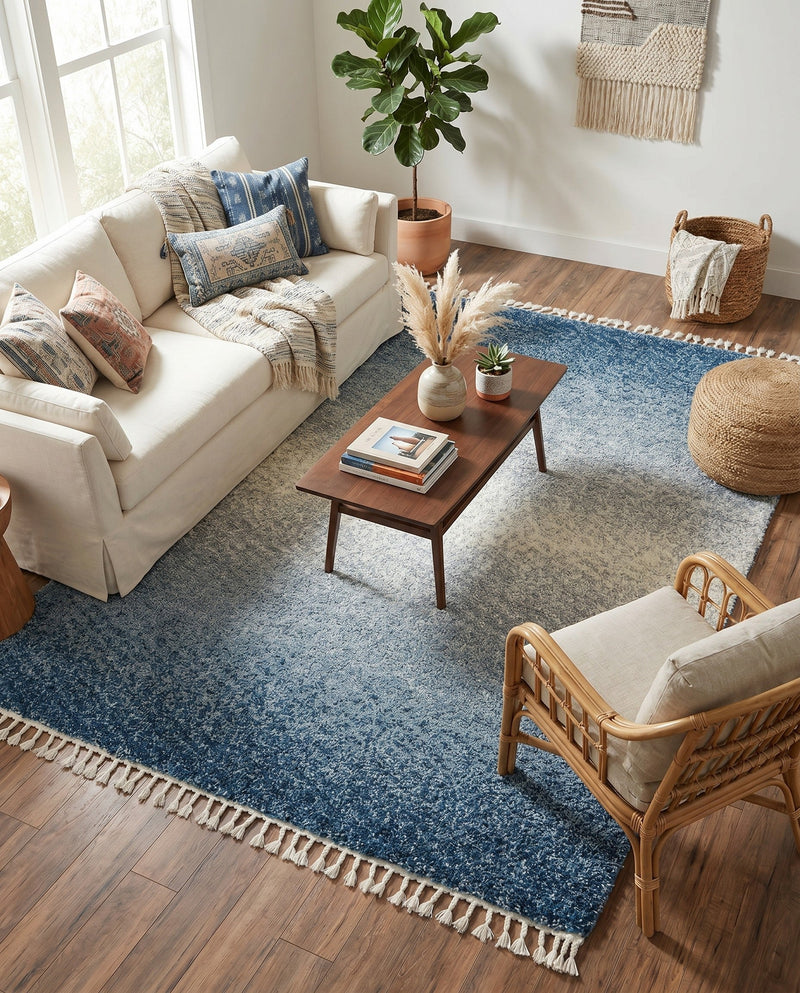 Cozy Cove Shag Collection Area Rug -  Lagoon Rectangle Blue  lifestyle 28