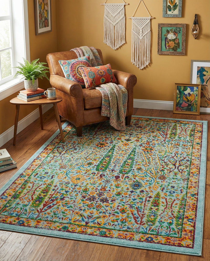 Caribbean Cove Collection Area Rug -  Tobago Rectangle Aqua  lifestyle 49