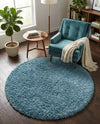 Eternal Plush Oasis Collection Area Rug -  Tranquility (Aegean Blue) Round Aegean Blue  lifestyle 50