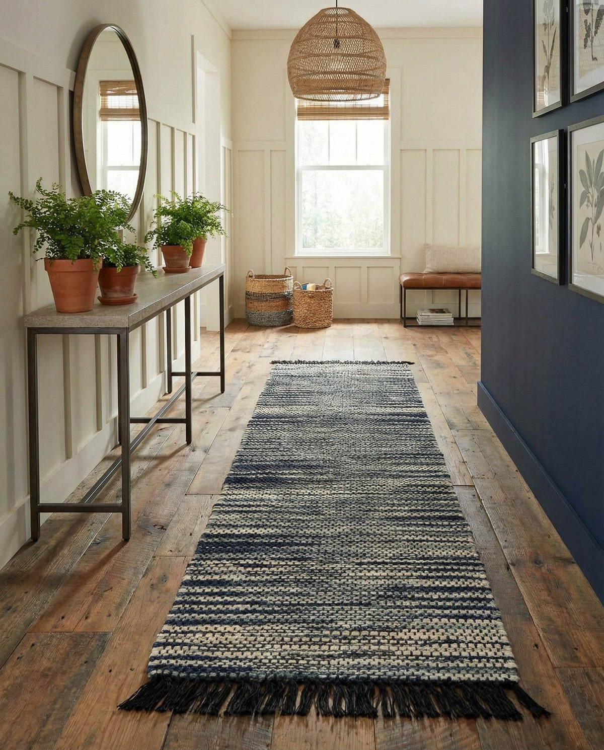 Savannah Jute Collection Area Rug - Nantucket Runner Green and Ivory  lifestyle 93