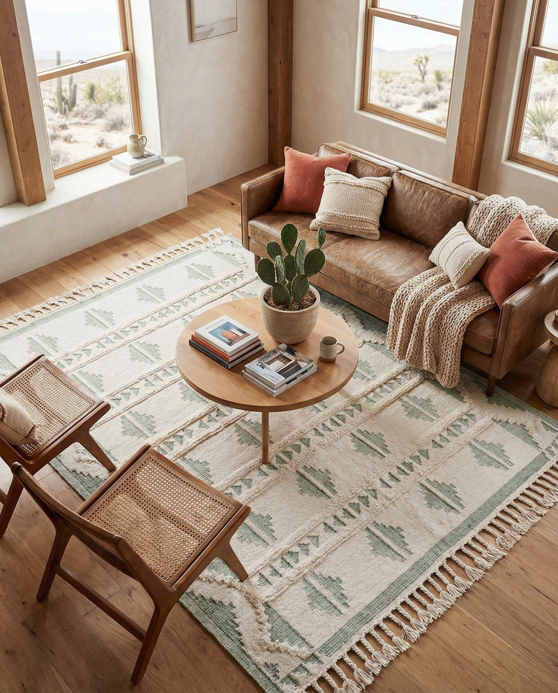 Sonoran Collection Area Rug - BellRock Rectangle Aquamarine and White  lifestyle 19